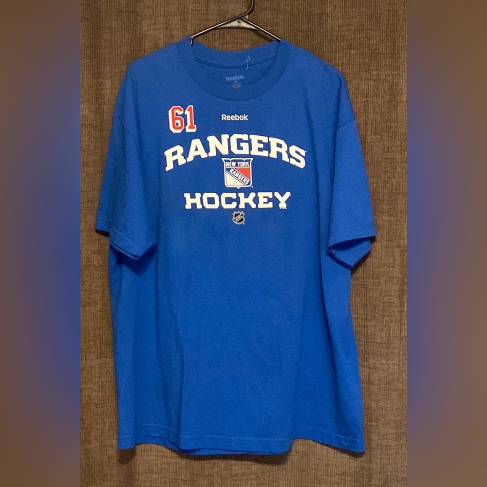 Reebok New York Rangers Rick Nash #61 Crew Neck Sports Fan Blue T Shirt XL